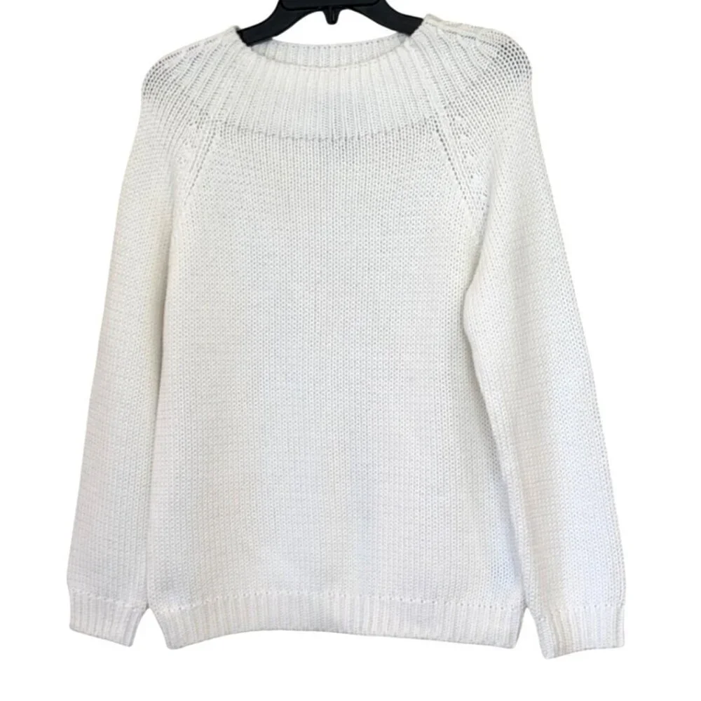 Lauren Ralph Lauren Women's Long Sleeve Sweater White Cotton Size M